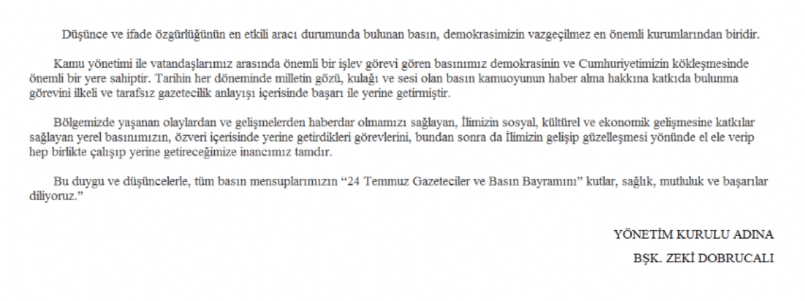 24 TEMMUZ GAZETECLER VE BASIN BAYRAMI